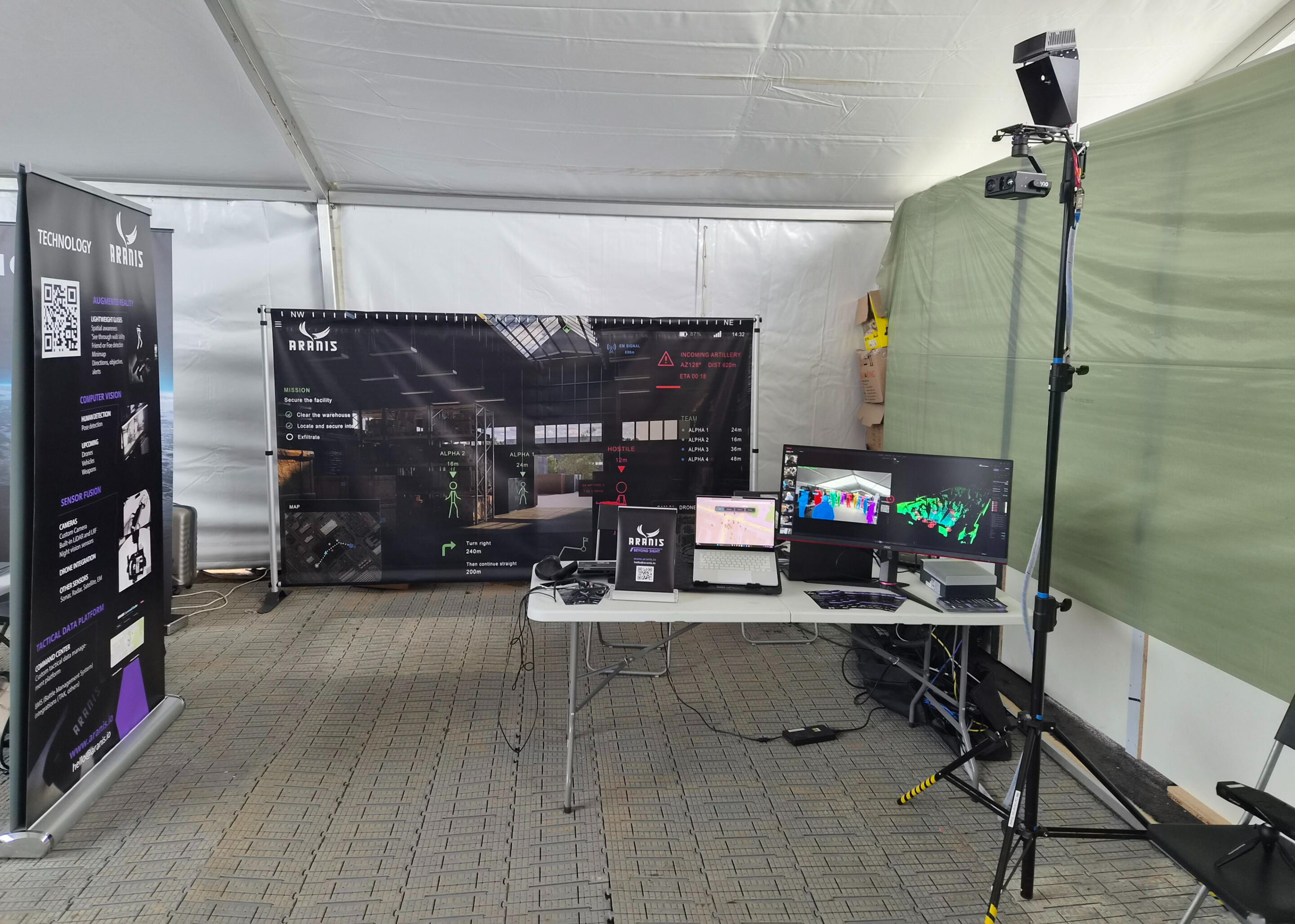 Aranis field demonstration setup with sensors and operating screens